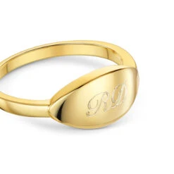 Elliptical Personalised Band Ring – 18K Gold Plated Solid Silver 12 Elliptical Personalised Band Ring – 18K Gold Plated Solid Silver -Fashion Accessories Elliptical Band Ring Zoom Gold