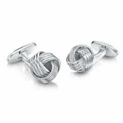 Silver Knot Engraved Cufflinks