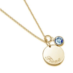Swarovski® Birthstone Disc Necklace – Gold