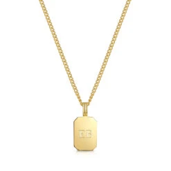 Ingot Tag Men’s Necklace – 18K Gold Plated Solid Silver -Fashion Accessories Gold Ingot Tag Example SP09373A