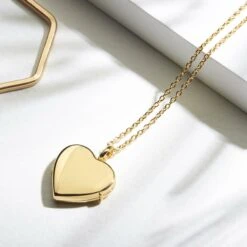 Gold Heart Personalised Locket -Fashion Accessories Heart Gold Plain scaled 1