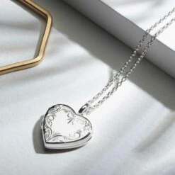 Scroll Heart Silver Locket -Fashion Accessories Heart Half Scroll Silver scaled 1