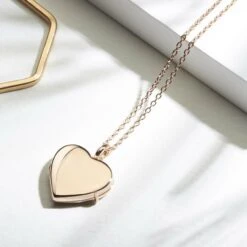 Rose Gold Heart Personalised Locket 19 Rose Gold Heart Personalised Locket -Fashion Accessories Heart Plain Rose Gold scaled 1