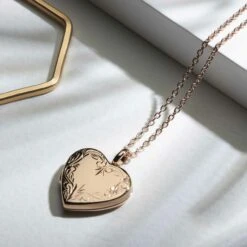 Scroll Heart Rose Gold Locket -Fashion Accessories Heart Rose Half Scroll scaled 1