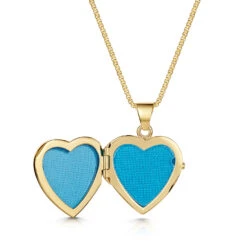 Italian Floral Engraving Heart Locket – Gold -Fashion Accessories Heart open 2