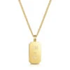 Octagonal Dog Tag Men’s Necklace – 18K Gold Plated Solid Silver -Fashion Accessories Hexaganol Dog Tag Front Gold SP09372A