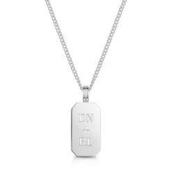 Octagonal Dog Tag Men’s Necklace – 925 Solid Silver