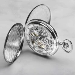 17 Jewel Skeleton Pocket Watch -Fashion Accessories Hunter Pocket Watch Jean Pierre Silver scaled 1