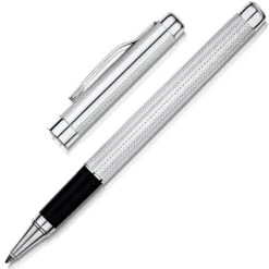 Engine-Turned Silver Rollerball Pen