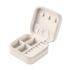 Personalised White Square Travel Jewellery Box