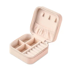 Personalised Pink Square Travel Jewellery Box