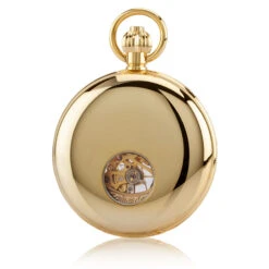 Double Hunter Reverse Porthole Pocket Watch – Gold -Fashion Accessories Jean Pierre gold porthole pocket watch closed