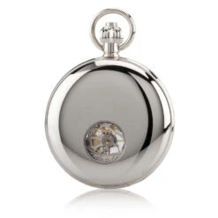 Double Hunter Reverse Porthole Pocket Watch – Silver -Fashion Accessories Jean Pierre silver porthole pocket watch closed