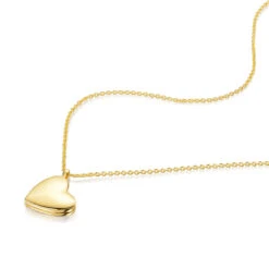 Gold Drop Heart Personalised Locket -Fashion Accessories LLL 0303 Flat Heart Locket Gold