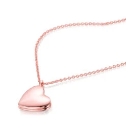 Rose Gold Drop Heart Personalised Locket -Fashion Accessories LLL 0303 Flat Zoom Heart Locket Rose Gold