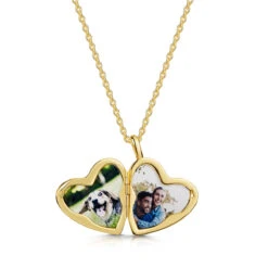 Gold Drop Heart Personalised Locket -Fashion Accessories LLL 0303 Open Example Drop Heart Locket Gold