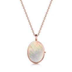 Mother Of Pearl Oval Personalised Locket – Rose Gold