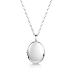 Mother Of Pearl Oval Personalised Locket – Silver -Fashion Accessories LLL001 SS Back