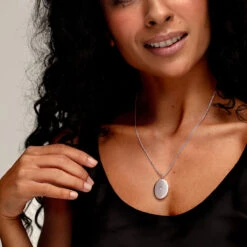 Clear Crystal Oval Personalised Locket – Silver -Fashion Accessories LLL017 SS 2 1