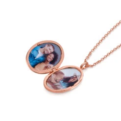 Large Clear Crystal Oval Locket – Rose Gold -Fashion Accessories LLL018 RGP 3
