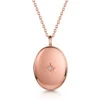 Large Clear Crystal Oval Locket – Rose Gold 2 Large Clear Crystal Oval Locket – Rose Gold -Fashion Accessories LLL018 RGP Front