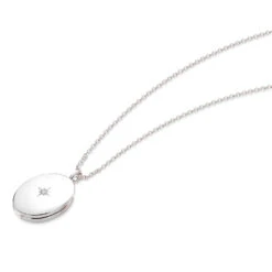Large Clear Crystal Oval Personalised Locket – Silver 13 Large Clear Crystal Oval Personalised Locket – Silver -Fashion Accessories LLL018 SS