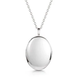Large Clear Crystal Oval Personalised Locket – Silver 10 Large Clear Crystal Oval Personalised Locket – Silver -Fashion Accessories LLL018 SS Back