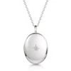 Large Clear Crystal Oval Personalised Locket – Silver -Fashion Accessories LLL018 SS Front