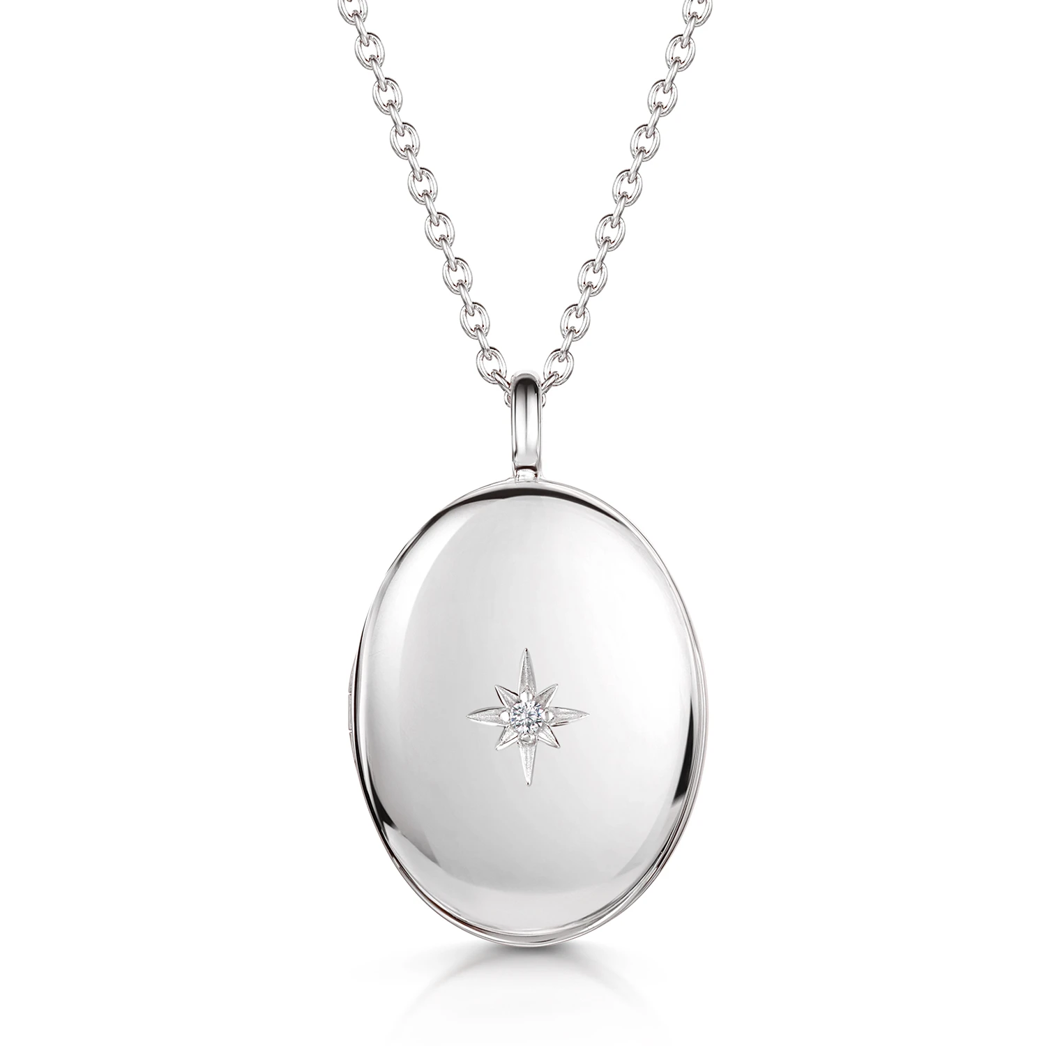 Large Clear Crystal Oval Personalised Locket – Silver 3 Large Clear Crystal Oval Personalised Locket – Silver
