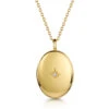 Large Clear Crystal Oval Personalised Locket – Gold -Fashion Accessories LLL018 YGP Front