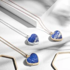 Lapis Lazuli Modern Heart Locket – Rose Gold -Fashion Accessories Lapis Heart Trio mq scaled 1
