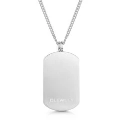 Large Personalised Dog Tag With Plate – Steel -Fashion Accessories Large Steel Dog Tag With Plate Back Silver