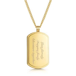 Large Personalised Dog Tag With Plate – 18K Gold Plated Steel