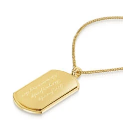 Large Personalised Dog Tag With Plate – 18K Gold Plated Steel -Fashion Accessories Large Steel Dog Tag With Plate Zoom Gold