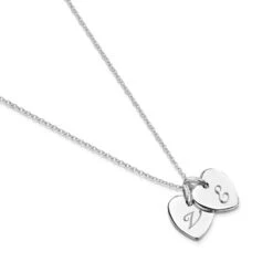 Little Twin Heart Personalised Necklace – Silver