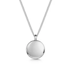 Men’s Round Drum Urn Ashes Necklace – Silver