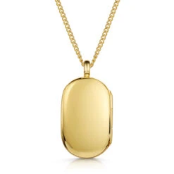 Men’s Large Onyx Dog Tag Locket – Gold -Fashion Accessories Mens Howlite Dog Tag Locket Back Gold