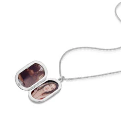 Men’s Large Onyx Dog Tag Locket – Silver -Fashion Accessories Mens Howlite Dog Tag Locket Open Silver 1