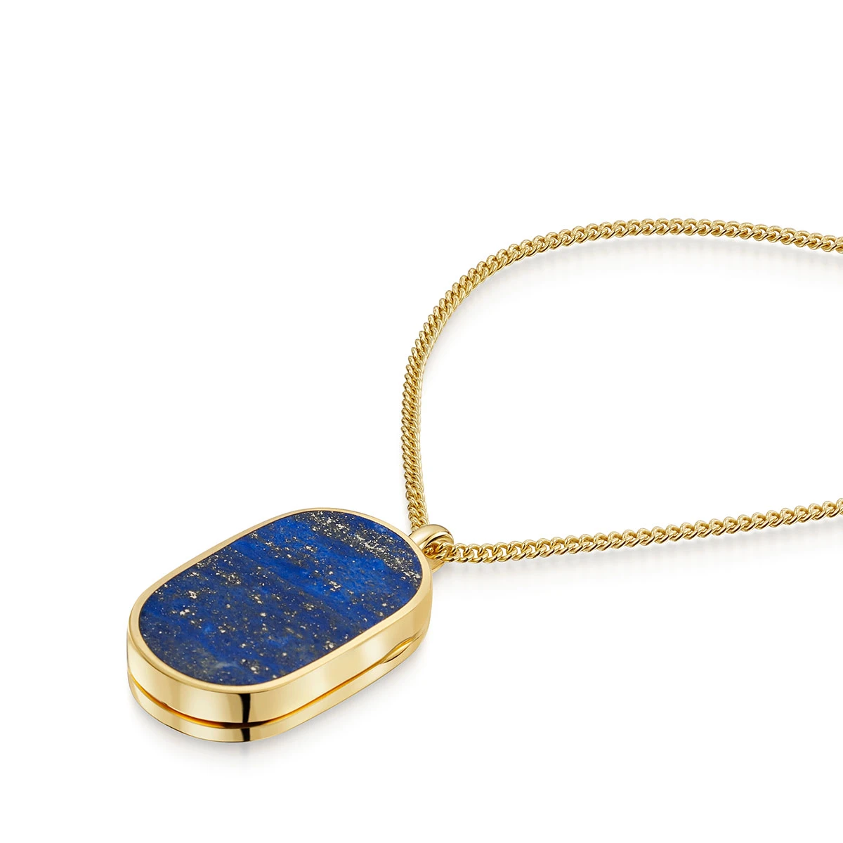Men’s Large Lapis Dog Tag Locket – Gold 5 Men’s Large Lapis Dog Tag Locket – Gold - Image 3