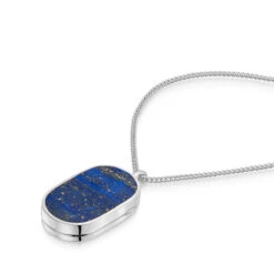 Men’s Large Lapis Dog Tag Locket – Silver -Fashion Accessories Mens Lapis Dog Tag Locket Zoom Silver