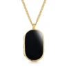 Men’s Large Onyx Dog Tag Locket – Gold -Fashion Accessories Mens Onyx Dog Tag Locket Front Gold