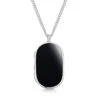 Men’s Large Onyx Dog Tag Locket – Silver