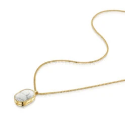 Men’s Small Howlite Dog Tag Locket – Gold 19 Men’s Small Howlite Dog Tag Locket – Gold -Fashion Accessories Mens Small Howlite Dog Tag Locket Flat Gold