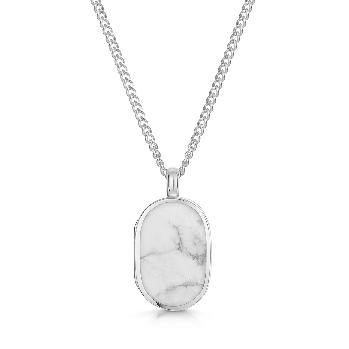 Men’s Small Howlite Dog Tag Locket – Silver 3 Men’s Small Howlite Dog Tag Locket – Silver