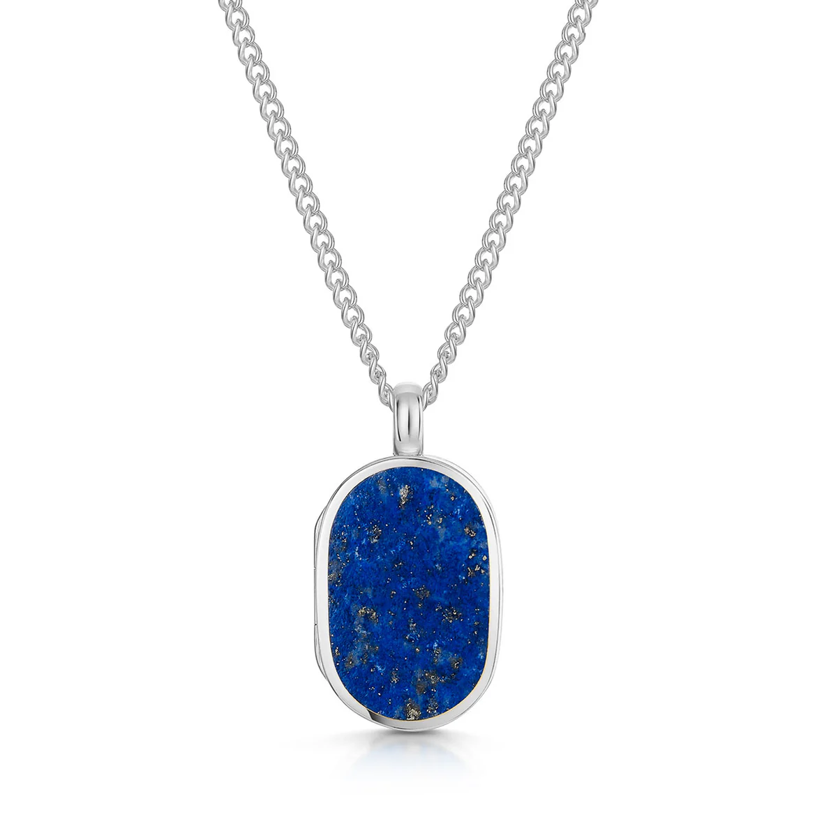Men’s Small Lapis Dog Tag Locket – Silver 3 Men’s Small Lapis Dog Tag Locket – Silver