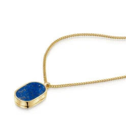 Men’s Small Lapis Dog Tag Locket – Gold -Fashion Accessories Mens Small Lapis Dog Tag Locket Zoom Gold