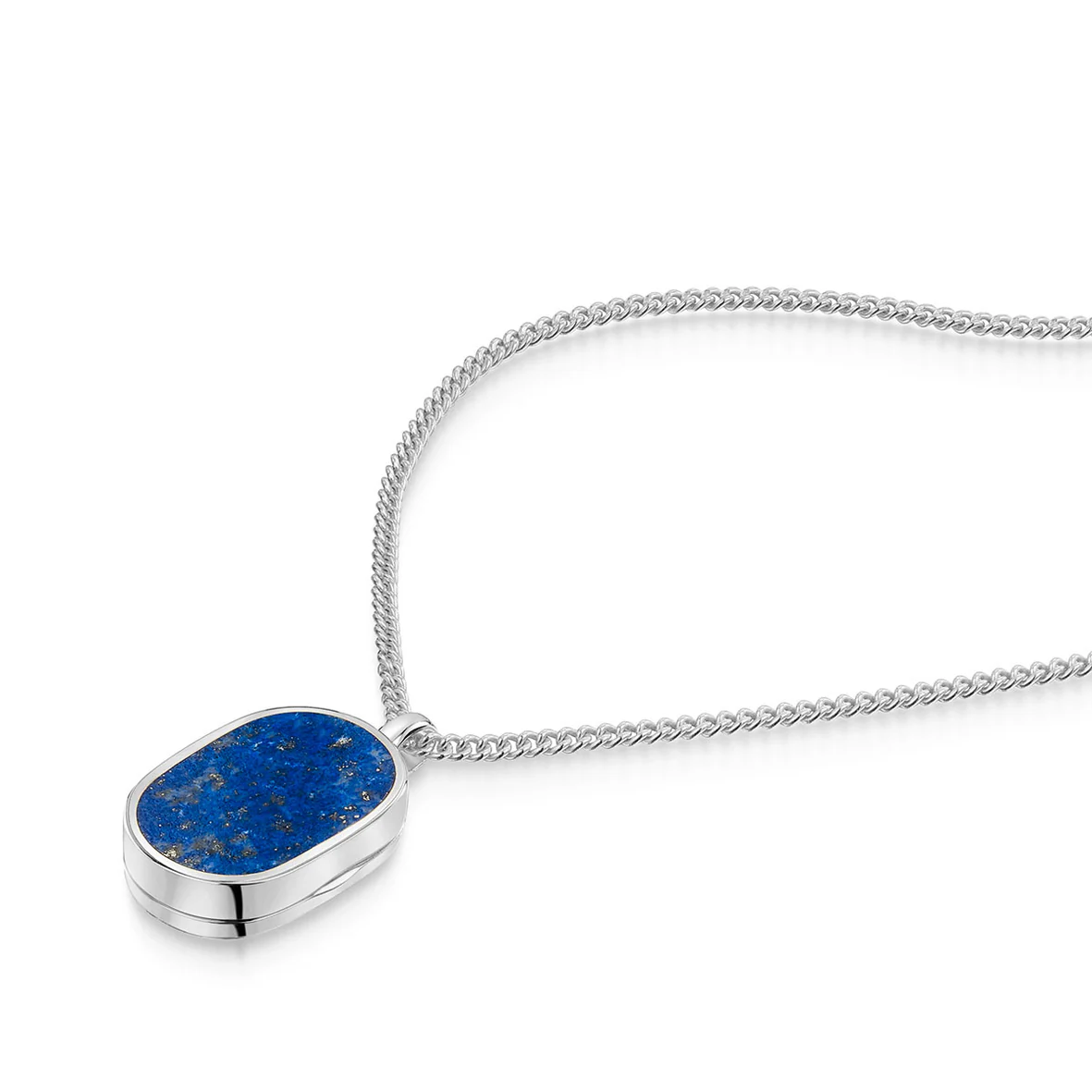 Men’s Small Lapis Dog Tag Locket – Silver 5 Men’s Small Lapis Dog Tag Locket – Silver - Image 3