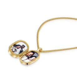 Men’s Small Howlite Dog Tag Locket – Gold 20 Men’s Small Howlite Dog Tag Locket – Gold -Fashion Accessories Mens Small Malachite Dog Tag Locket Open Zoom Gold 1 2