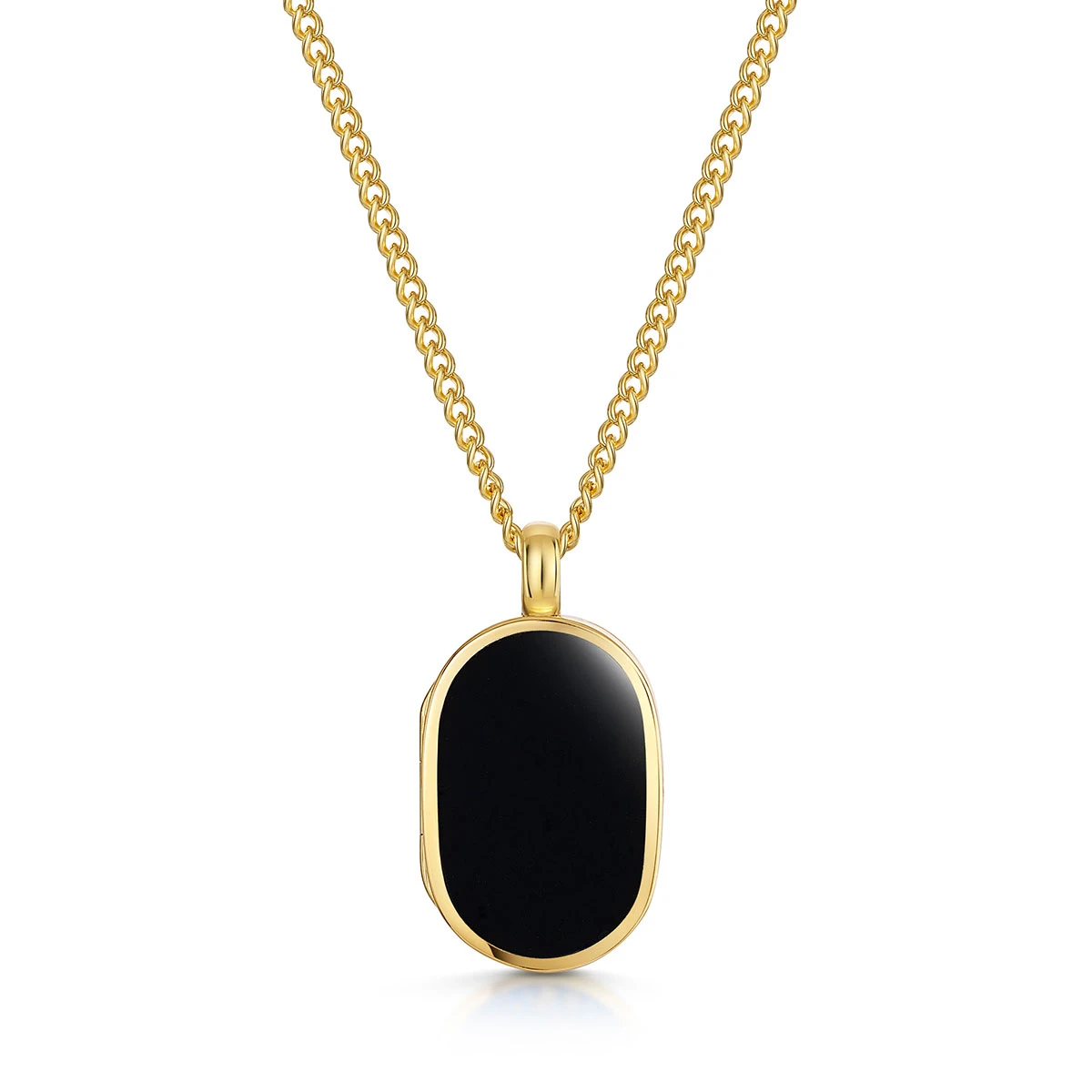 Men’s Small Onyx Dog Tag Locket – Gold 3 Men’s Small Onyx Dog Tag Locket – Gold