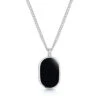 Men’s Small Onyx Dog Tag Locket – Silver -Fashion Accessories Mens Small Onyx Dog Tag Locket Front Rose Silver